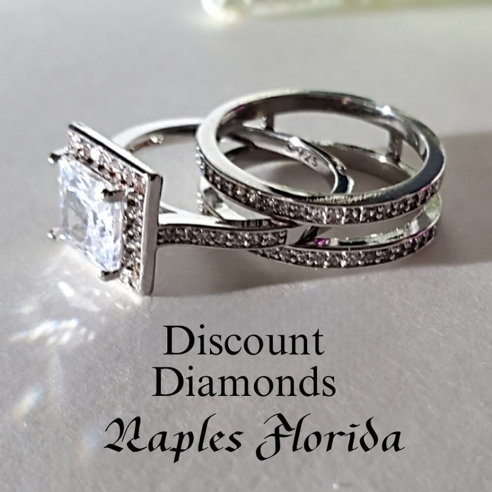 Princess Cut 2 Ct. Clear White Diamond Wedding Ring 14K White Gold 925 on Silver